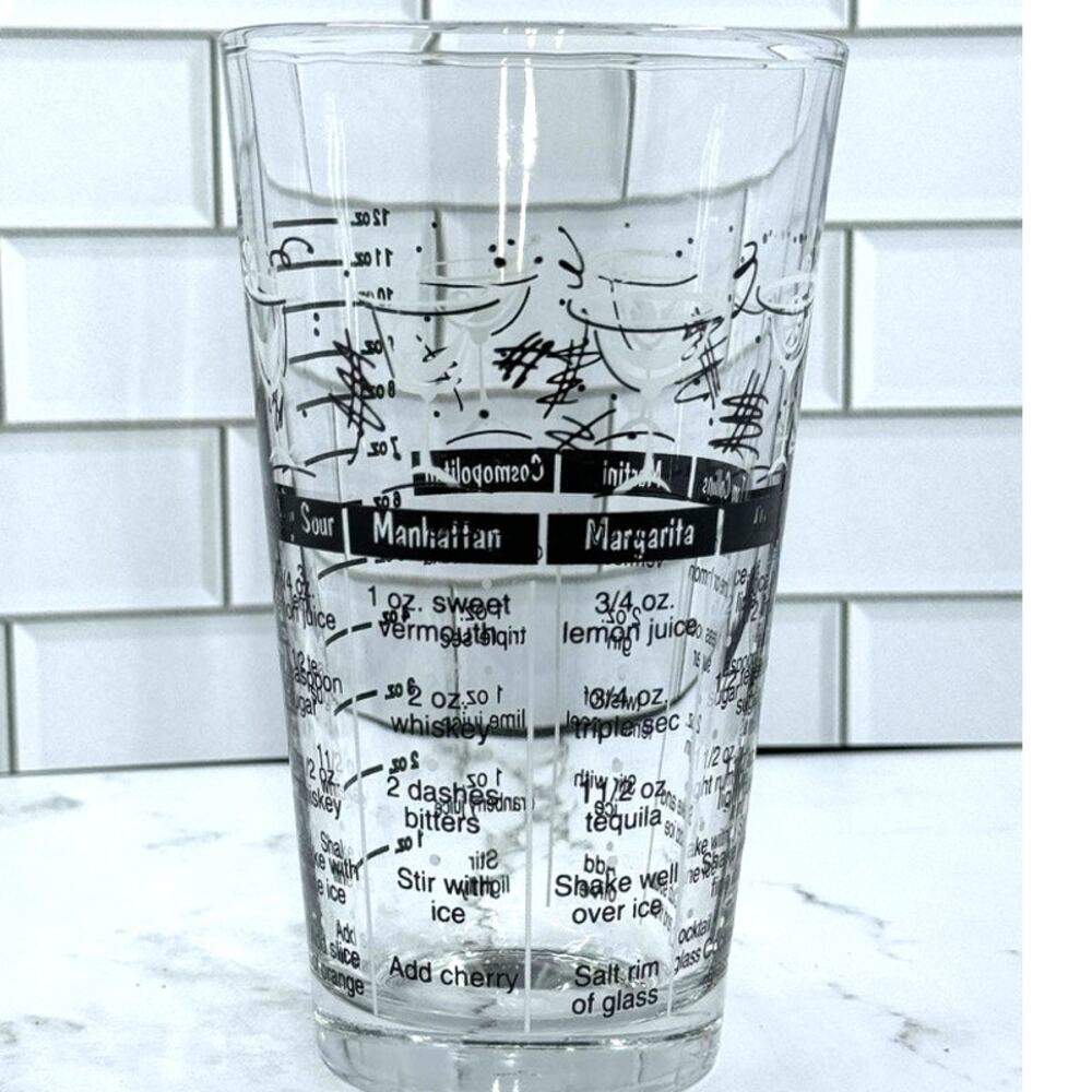 1960 Vintage Libby Bartender Bar Cocktail Mixed Drink Recipe Shaker Glass